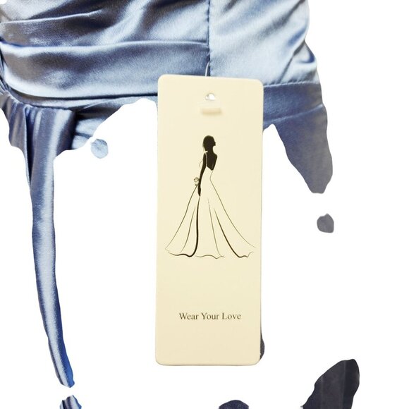 One-Shoulder Blue Satin Gown Size 4 panty bridesmaid dress - Picture 4 of 9